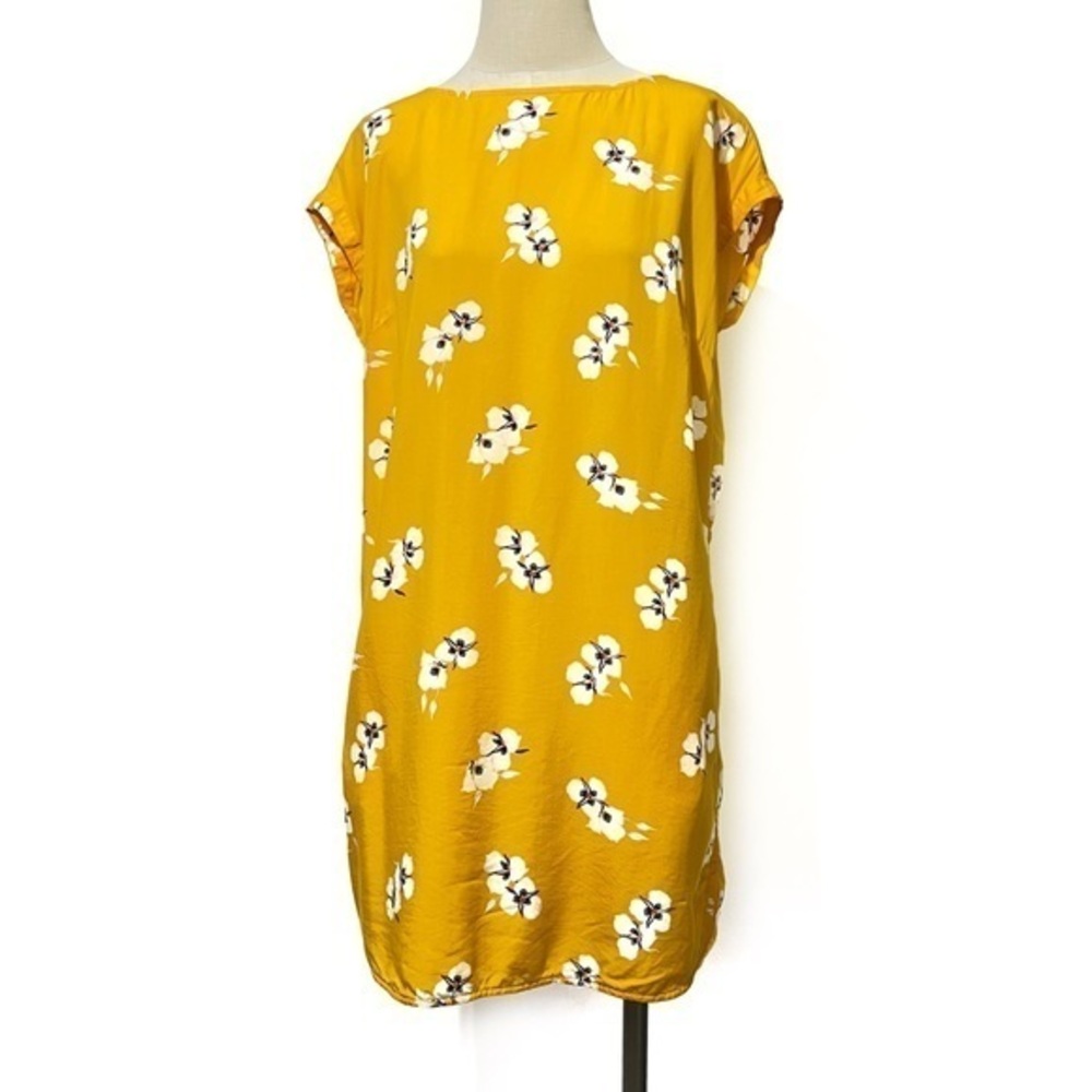 Patagonia Yellow June Lake Mariposa Lily Floral Tencel Shift Dress Size Medium